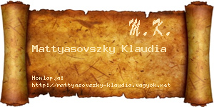 Mattyasovszky Klaudia névjegykártya